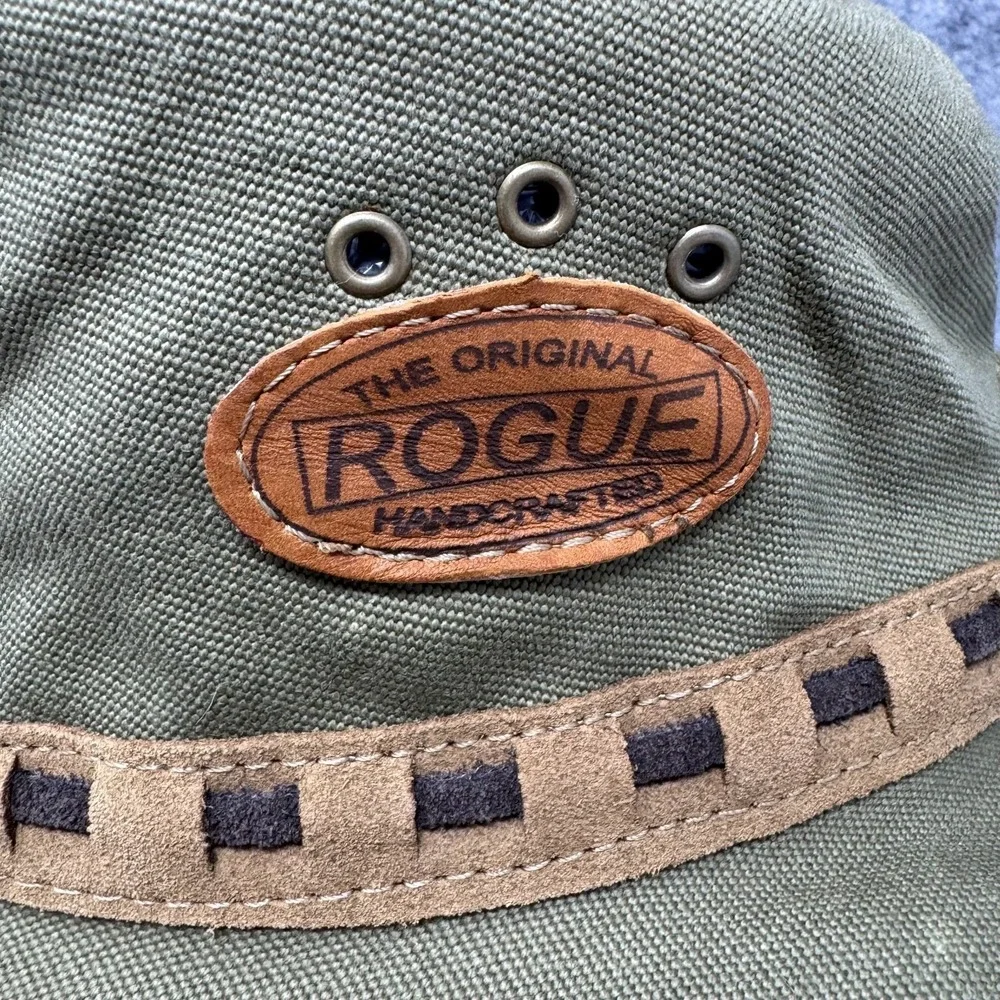 Rogue Leather Canvas Safari Explorer Kalahari Sand Hat Mens L with tag Green